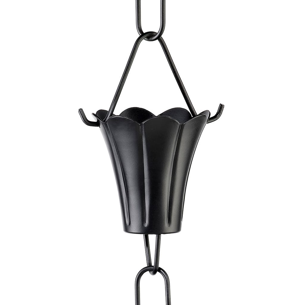 Modern Farmhouse Fluted Flower Black Aluminum 8.5ft. Rain Chain