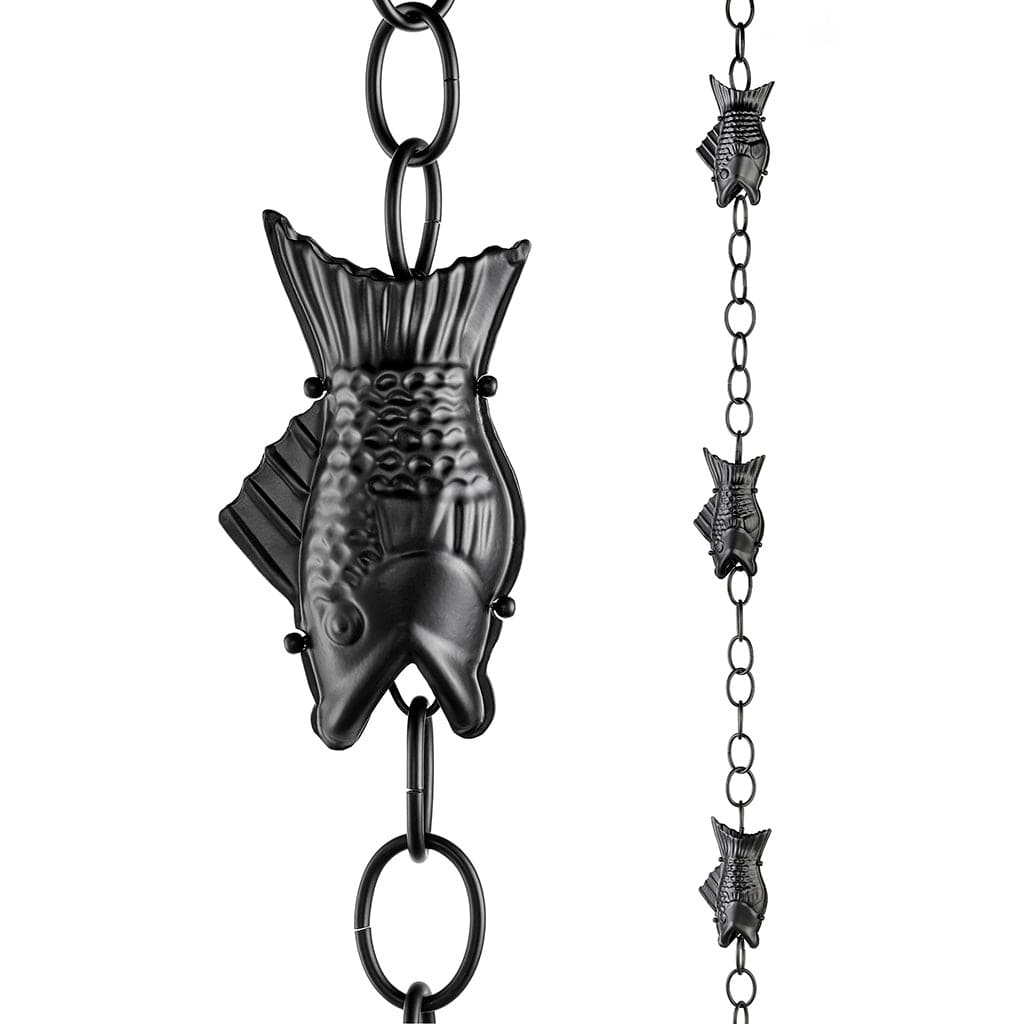 Modern Farmhouse Fish Black Aluminum 8.5ft. Rain Chain