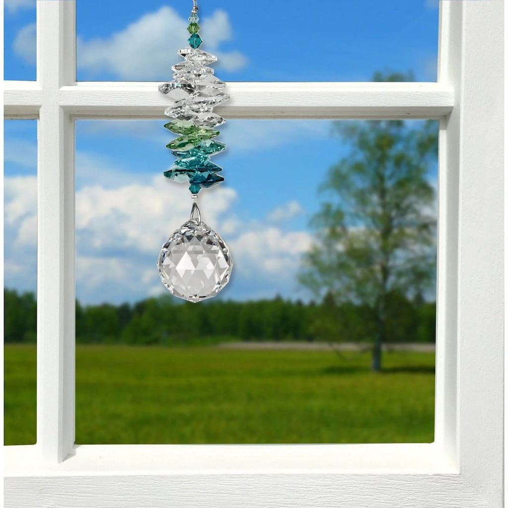 Crystal Grand Cascade Wind Chimes in Green