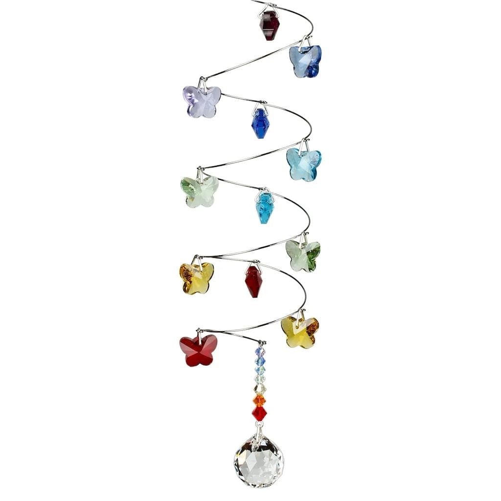 Crystal Spiral in Rainbow Butterflies Wind Chimes with Small Ball