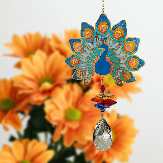 Crystal Wonders Wind Chimes with Peacock