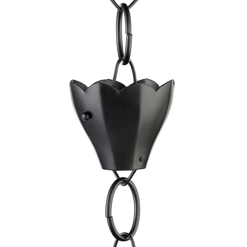 Modern Farmhouse 13 Cup Tulip Black Aluminum 8.5ft. Rain Chain