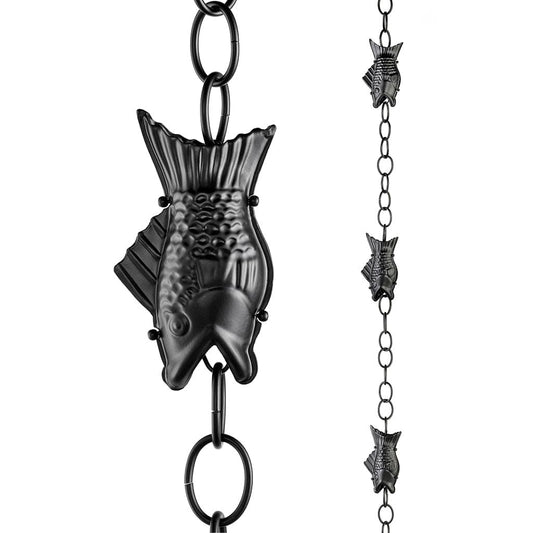 Modern Farmhouse Fish Black Aluminum 8.5ft. Rain Chain