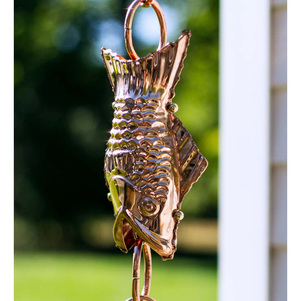 Fish Pure Copper 8.5 ft. Rain Chain