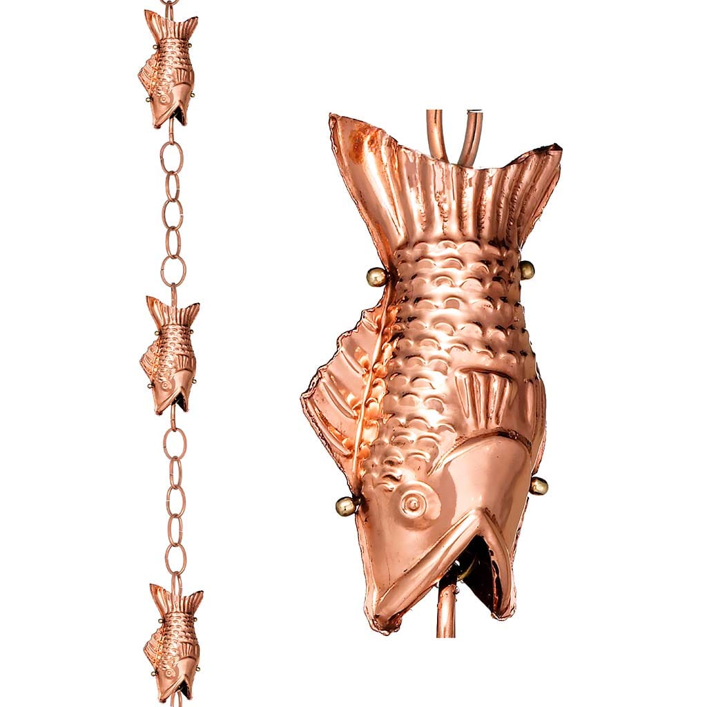 Fish Pure Copper 8.5 ft. Rain Chain
