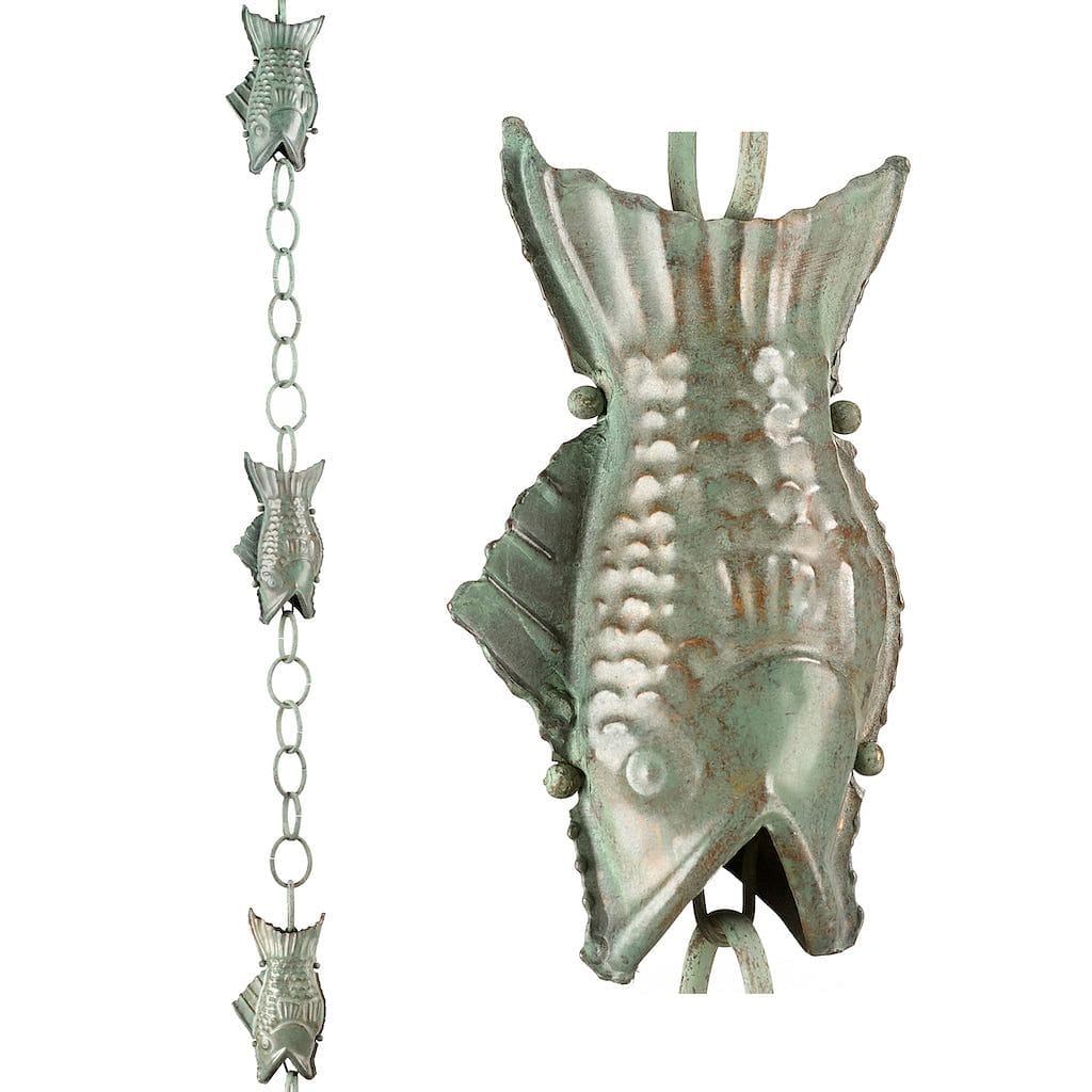 Fish Pure Blue Verde Copper 8.5 ft. Rain Chain