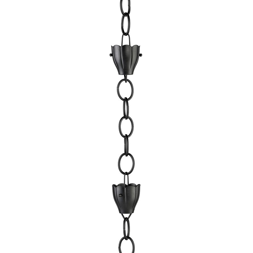 Modern Farmhouse 6 Cup Crocus Black Aluminum 8.5ft. Rain Chain