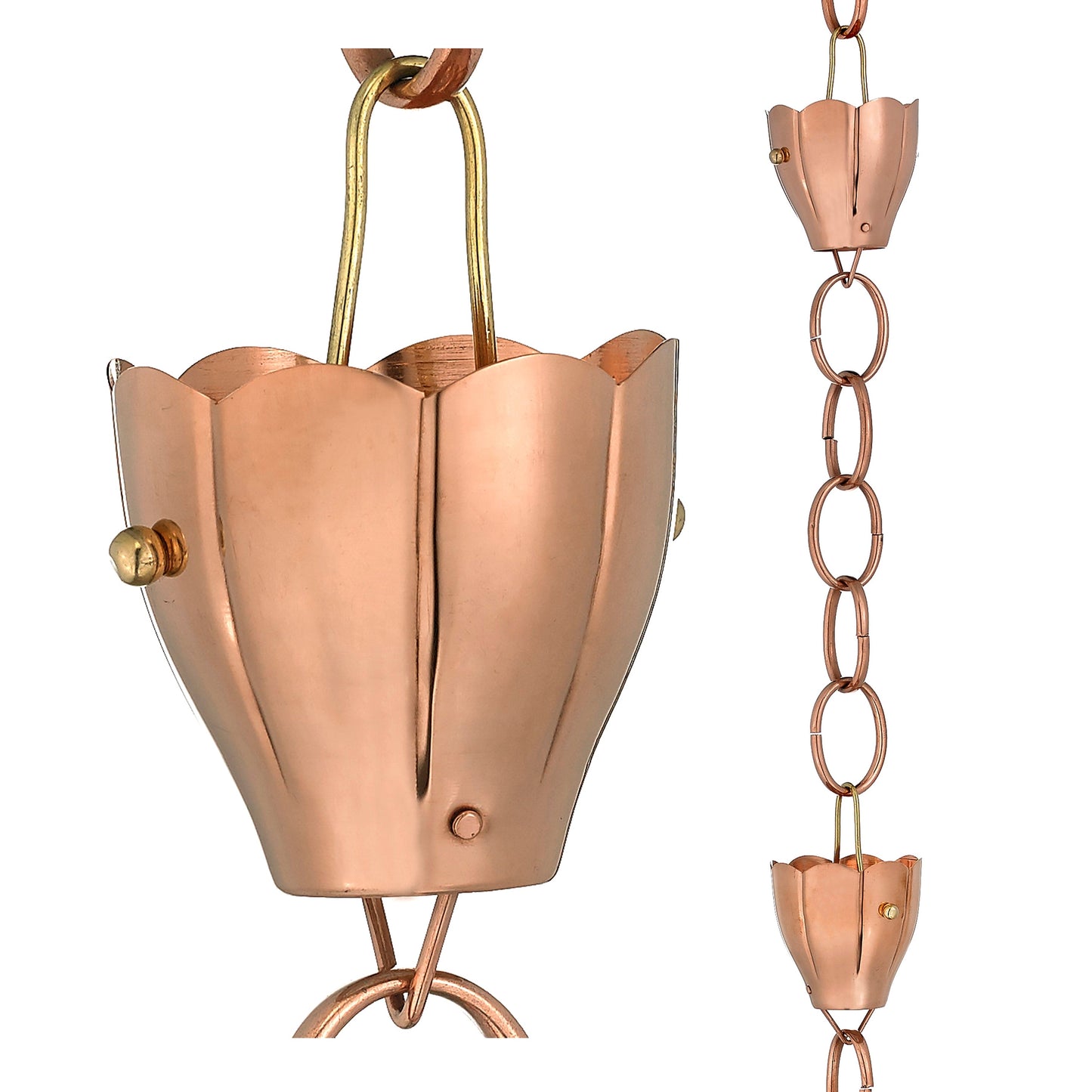 6 Cup Crocus Pure Copper 8.5ft. Rain Chain