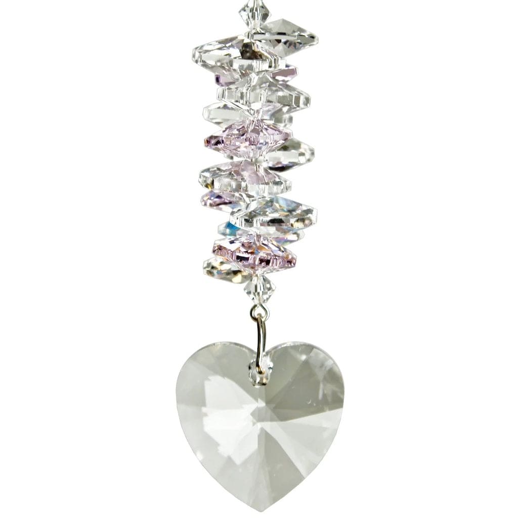Crystal Heart Cascade Wind Chimes in Rose