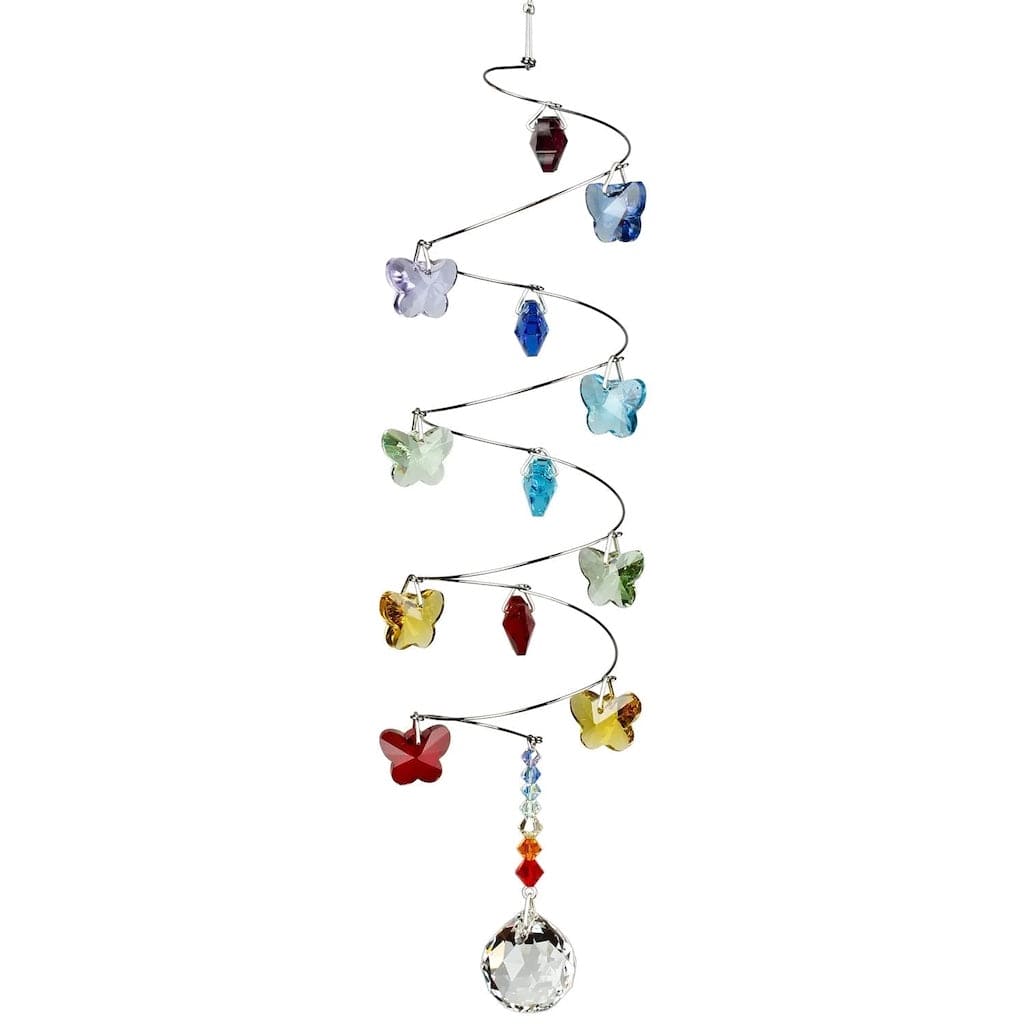 Crystal Spiral in Rainbow Butterflies Wind Chimes with Small Ball