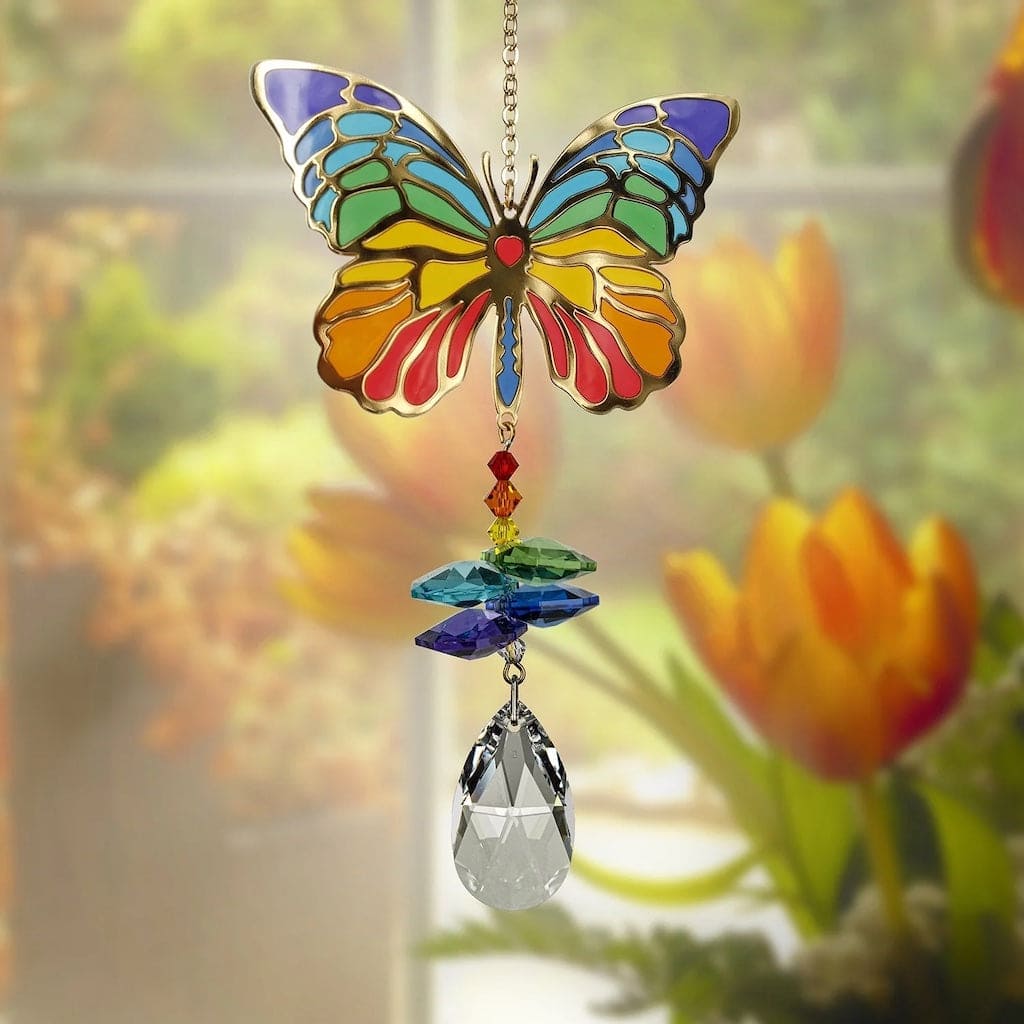 Crystal Wonders Wind Chimes with Butterfly