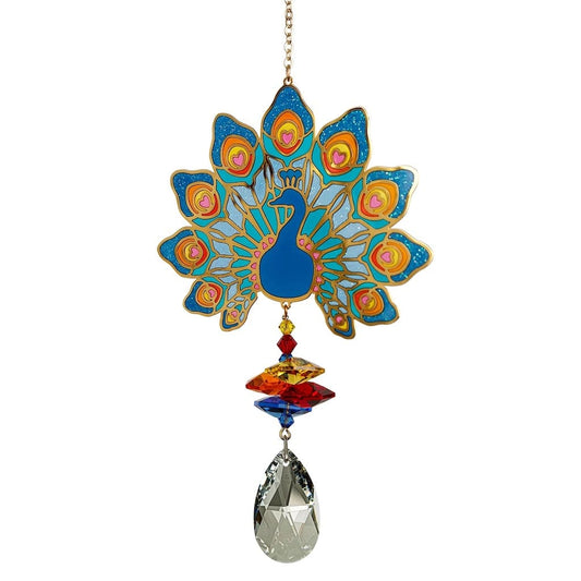 Crystal Wonders Wind Chimes with Peacock